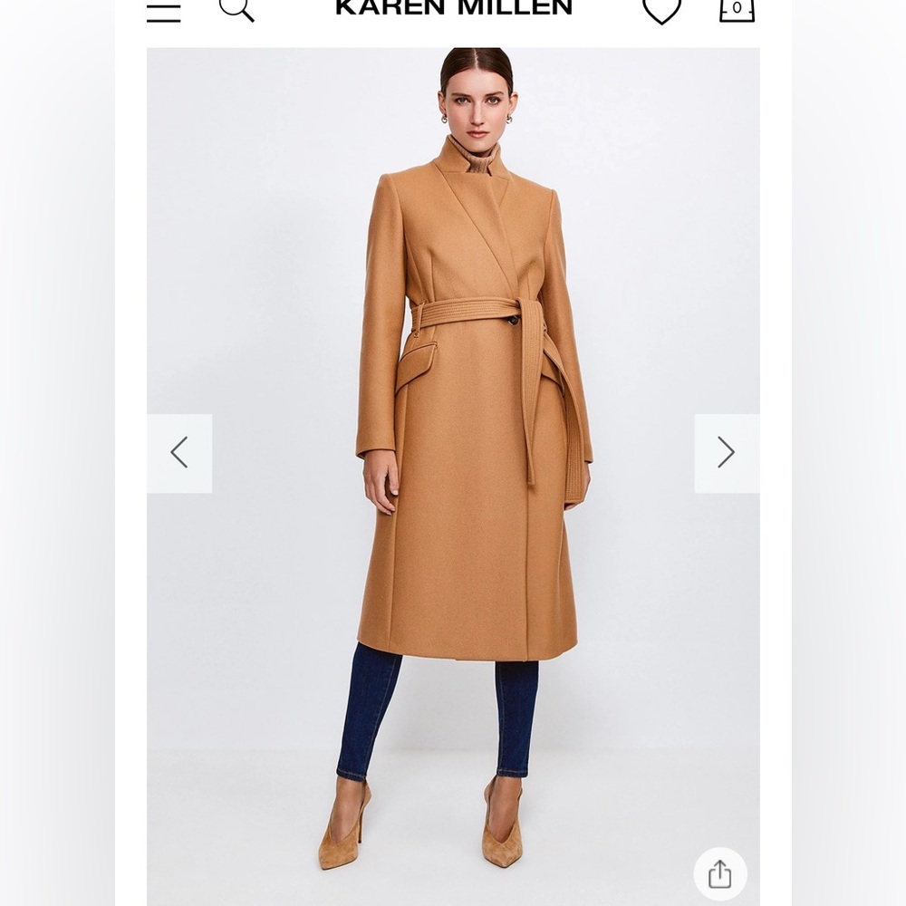 🛑Karen Millen Investment Notch Neck Rivet Coat US 6 - UK 10 - EU 38